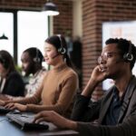 Wheelchair user and call center operator working on helpline